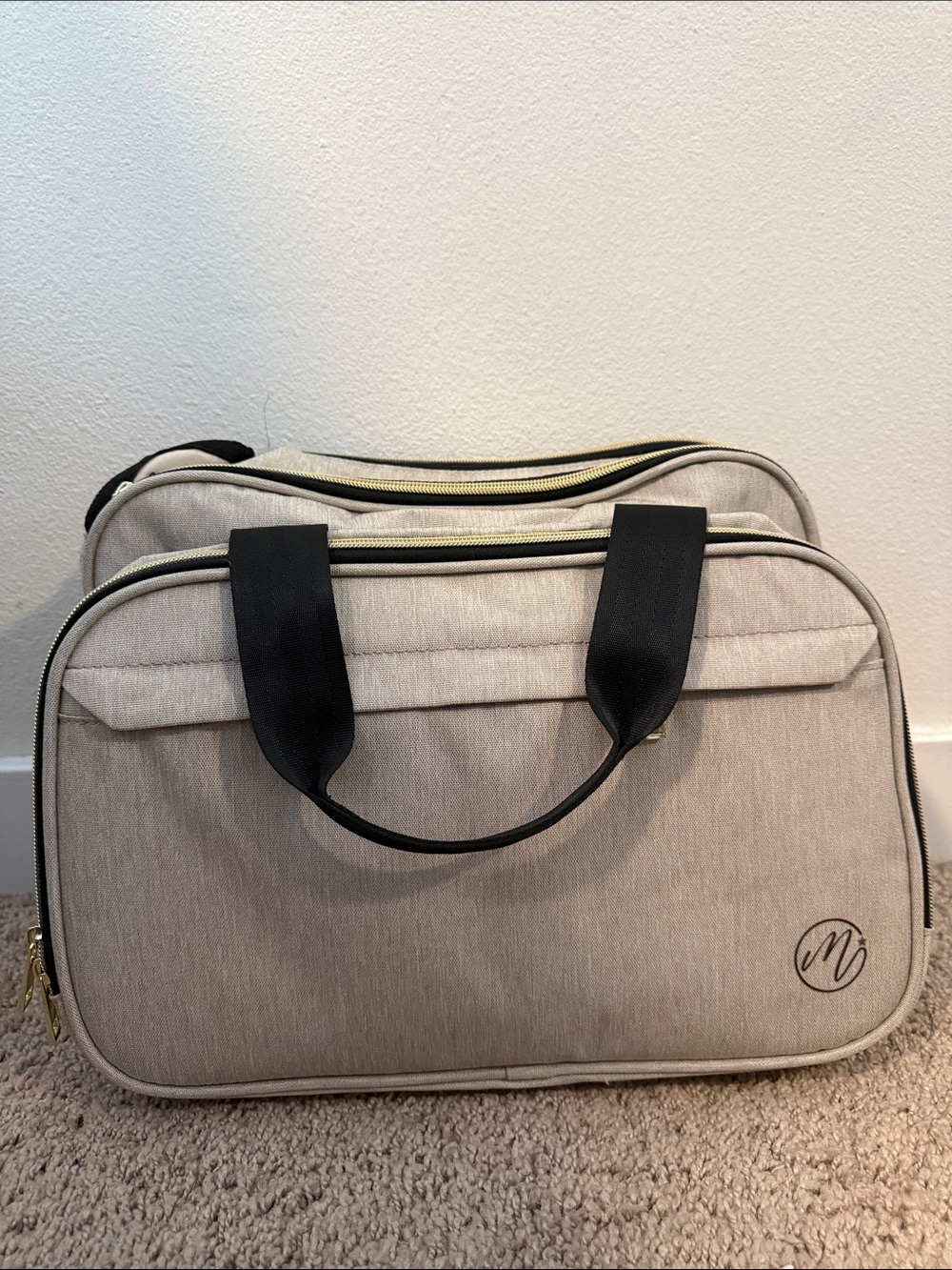 Beige diaper bag